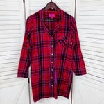 Victoria's Secret Victoria’s Secret Plaid Flannel Cinch Waist Sleep Nightshirt Red Pink Medium Photo 8