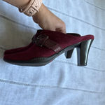 Aerosoles Heeled Burgundy Mules with Belt Strap Photo 8