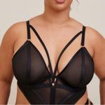 Torrid Overt Strappy Cutout Mesh Bodysuit Lingerie Black Photo 4