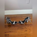 ZARA  Women’s NWOB Silver Glitter‎ Ankle Strap Block Heels Size 7.5 (38) Photo 2