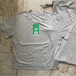 None LOUNGE SET NWT 2 Piece Soft Cozy Gray Medium Crop Top Flare Pants Photo 2