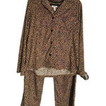 DKNY  Cheetah Print Fleece 2PC Pajama Pant Set Long Sleeves LRG p16 Photo 0