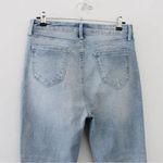 AQUA Yoke Detail Distressed Straight Leg Jeans in Light Wash Photo 5