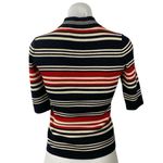 Nicholas Multicolor Wool Striped Rib Knit Mock Neck Short Sleeve Sweater Top M Size M Photo 2