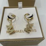 Michael Kors Gold/sliver tone Heritage MK Logo Dangle Earrings MK Logo Crystals Photo 3