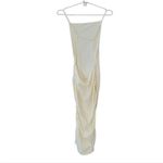 We Wore What NWT  Ruched High Neck Sleeveless Open Back Bodycon Midi Dress L Cream Photo 5