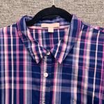 Woman Within  Plaid Button‎ Up Top Blue 1X Photo 2