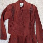 Vintage Pia Rucci Suede Beaded Embellished Maroon Skirt Suit Brown Photo 15