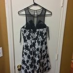 BCBGeneration women's size 0 (XS) illusion mesh slit back overlay flower dress Photo 4