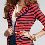 CAbi Yacht Club Blazer Small Red Navy Stripe Nautical Cotton Jacket Photo 0