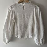 SheIn  White Smocked Puff Long Sleeve White High Neck Top Photo 2