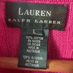 Ralph Lauren vintage pink 100% cotton cable knit mock neck sweater Preppy Size L Photo 2