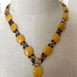 Yellow calcite tigers eye crazy lace agate Y necklace Photo 1