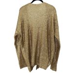 Alberto Makali  Gold Shimmer Knit Tie Front Long Sleeve Chic Cardigan Size L Photo 2