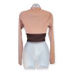 Naked Wardrobe | NWT | M | On the Glow Sparkle Colorblock Long Sleeve Crop Top Photo 6