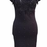 carole little Vintage 90s Beaded Tassel Little Black Sweater Knit Dress P/P Photo 0