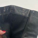 Vintage Y2K Black Leather Square Toe Buckle Strap Heeled Boots Size 9.5 Biker Photo 3