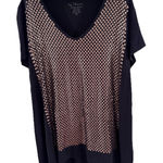 Chico's  Black Gold Sequins Round Neck Soft Stretch Stretchy Top Large Festival Photo 0