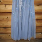 Mac Duggal 14521 Blue Floral Embellished Short Sleeve Mesh Gown Dress Photo 9