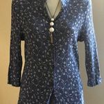 draper's & damon's Blue With White Embroidered Collared Button Top Size P XL Photo 0