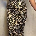 Jessica McClintock 90s Y2K Zebra strapless rhinestone fit flare prom dress Photo 0