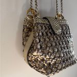 Vintage Warren Reed Gold Silver Handbag Basket Weave Crossbody Metallic Boho Photo 2