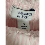 Crown & Ivy Women's Striped Shirred Layered Ruffled Pink/White Top Size S Photo 3