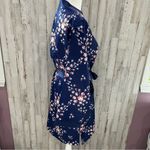 Morgan Lane X FabFitFun Navy Blue Floral Satin Robe S/M Photo 3