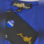 Jean Bourget Royal Blue Blouse with Beaded Cuffs Size M Photo 4