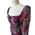 ASTR the Label Athena Midi Dress in Red Floral Chiffon Print Size Small Photo 3