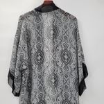 Cacique Vintage Lingerie Kimono Robe @L/XL Womens Gray Black Sheer Paisley Long Photo 11