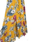Boho Summer V Neck Floral Short Sleeve Slit Maxi Long Dress Yellow Multi Size M Photo 5