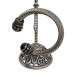 Vintage: Purple Cats Eye Cabochon Gems ❁ Twisted Silver Cable Bangle Bracelet ❁ Photo 2