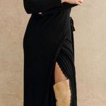 Sézane NWT La Maille Sezane Cecilia in Black Pointelle Knit Midi Wrap Sweater Dress XXL Photo 0