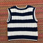 NAVY V NECK KNIT SWEATER VEST White Size L Photo 2