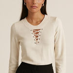 n:philanthropy  cream lace neck wool sweater Photo 0