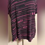 DKNY EUC Sport Black and Pink Logo Striped Workout Shirt size large Photo 3