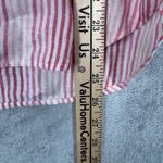 Chico's  Linen Stripe‎ Button Front Shirt Womens Size 12/14 Pink White Coastal Photo 8