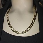 Mens 18K Gold Plated Figaro Chain Necklace 20 Inches Lobster Clasp Quarter Inch Photo 0