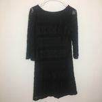 Sharagano  Black Pattern A-Line Lined Mid-Sleeve Dress 4 Photo 10