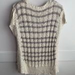 Free People  Gray & Cream Striped High Low Knit Short Sleeve Shirt Photo 3