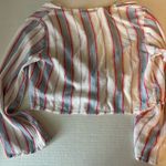 Lulu’s long sleeve, tie front crop top pin, blue, white stripes size m Pink Size M Photo 5