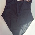 Brown and Black One Piece Swimsuit with Mesh Detailing Size M Photo 6