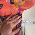 Old Navy Women Relaxed Tie-Cuff Linen-Blend Floral Tropical Top Blouse XL Coral Photo 4