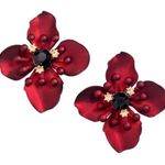 H&M Red Flower Large Metal Pierced Earrings Photo 0