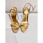 Schutz Skye Vinyl & Specchio Leather Stiletto High Heels Gold Women's Size US 8 Photo 1