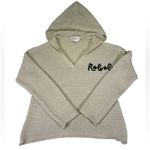 Blush Boutique V-neck ribbed crocheted knit long sleeve sweater hoodie embroidered stitch Rebel Photo 4