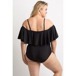 Pinkblush maternity black ruffle one-piece swimsuit, S Photo 7