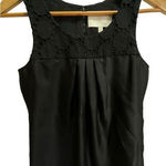 7 For All Mankind  Black Causal Blouse Sleeveless Top 100% Silk w/ Eyelet Pattern‎ Photo 0