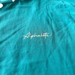 Alphalete  Womens M Short Sleeve Boxy Crop Top Aqua Blue Pump Cover Oversized New Photo 5